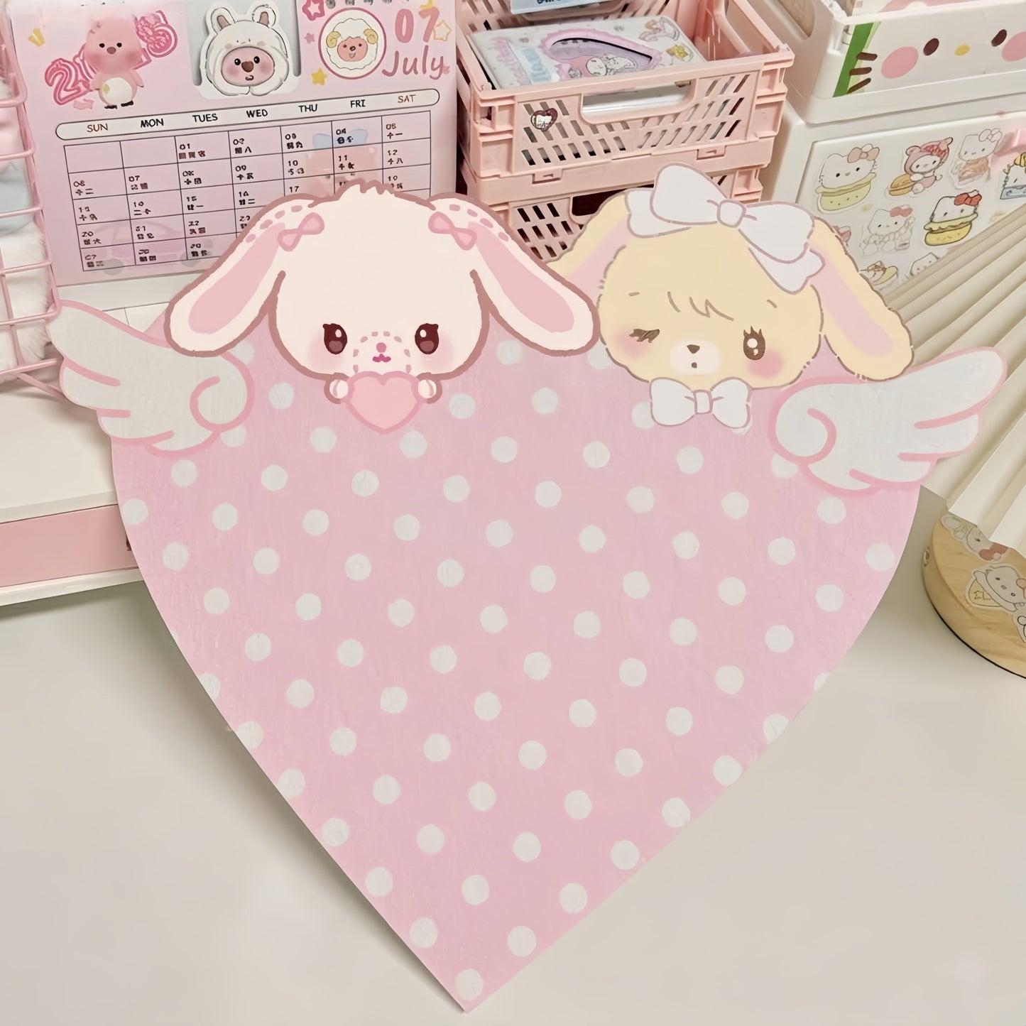 Kawaii Bunny Heart Felt Memo Board