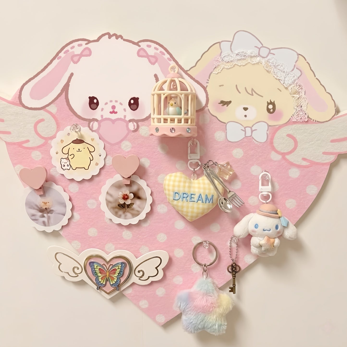 Kawaii Bunny Heart Felt Memo Board